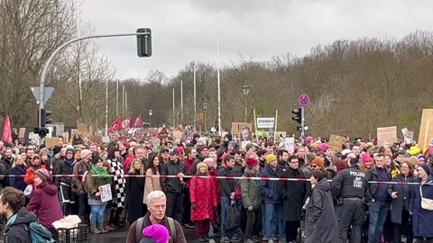 Berlin: Firewall mass protest against right wing extremism at the Reichstag, 4K Stock Footage 263628928