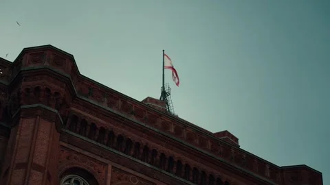Berlin flag, Germany, fluttering in the wind against a sky. Stock Footage 285815277