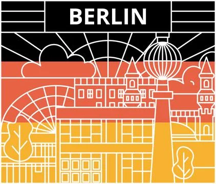 Berlin Flag Line Label Stock Illustration