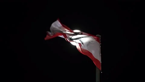 Berlin flag waving on the wind with full moon on the dark night Vídeo Stock 145994784
