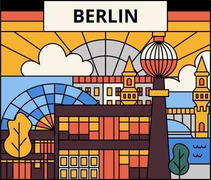 Berlin Flat Line Concept Stock Illustration