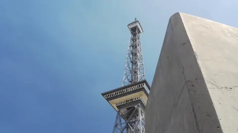 Berlin - Funkturm - Discovering from behind a Wall Stock Footage