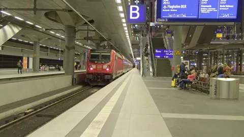 Berlin, Germany, 05.30.2024: A view from inside Berlin Hauptbahnhof Stock Footage 276709768