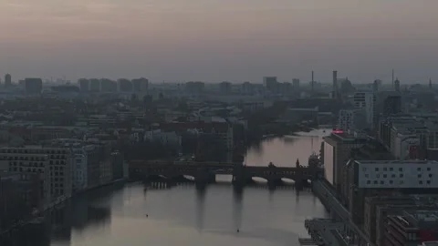 Berlin, Germany – 08/03/2025 – Approach to Oberbaum Bridge with train Stock Footage 314788490