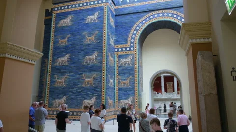 Berlin, Germany, 16 August 2023. Stunning tilt-motion footage of the Ishtar Gate Stock Footage 267745701