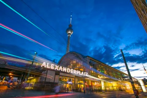 Berlin, Germany - 17th August 2018: The Fernsehturm TV Tower near Alexanderpl Stock Photos