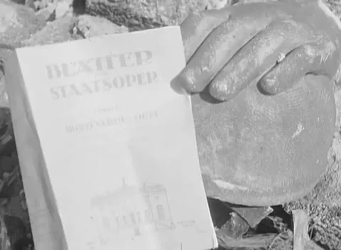 BERLIN, GERMANY - 1945: Bomb Damage - Opera Programme by a Fallen Hand 動画素材 343942238