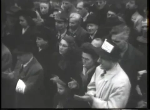BERLIN, GERMANY - 1948: Mass audience - Enormous rally crowd applauds Stock Footage 344496030