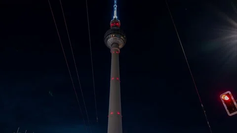 Berlin, Germany 2021-Hyperlapse of Television Tower at Alexanderplatz in Berlin 스톡 동영상 151220688