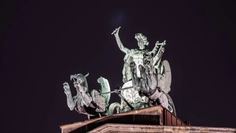 Berlin, Germany 2021, View Of Statue On Top The Concert Hall Konzerthaus Vídeo Stock 150318965