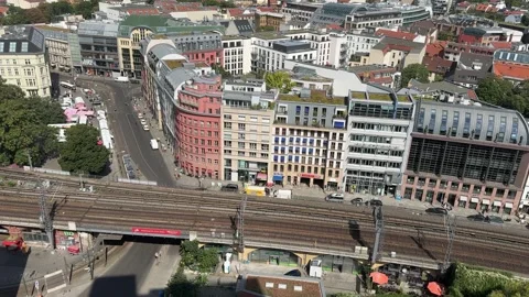 BERLIN, GERMANY – 2024/08/03: Berlin Mitte Cityscape with Train Tracks Stock Footage 281661735