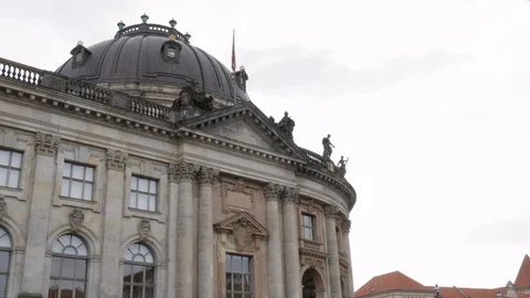 Berlin, Germany - 3/10/2017: Bode Museum exterior, pan down to River Spree Stock Footage 95876077