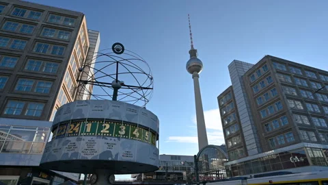 Berlin, Germany, August 10, 2023. Nice view in Alexander Square of the Urania Stockbeeldmateriaal 258646171