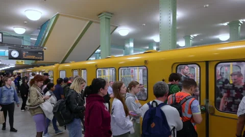 Berlin, Germany, August 10, 2023. Footage at the Alexander Square metro station. Stock Footage 258646583