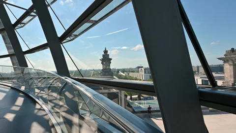 Berlin, Germany, August 15, 2023. Immersive POV footage walking on the glass and Stock-Footage 265572999