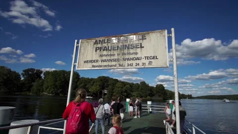 Berlin, Germany - August 31, 2025: Anlegestelle Pfaueninsel near Peacock Island Stock Footage 323409958