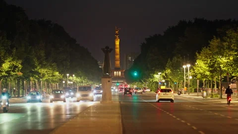 Berlin, Germany, August 8, 2025: Berlin streets with transport infrastructure at Stock Footage 320805386