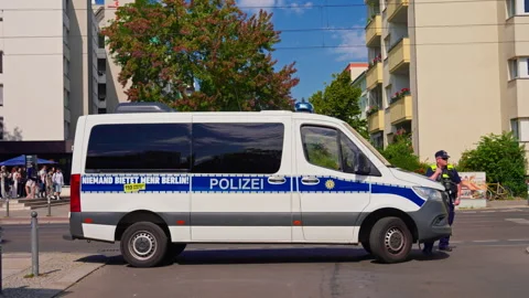 Berlin, Germany, August 8, 2025: Berlin streets with transport infrastructure. A Stock Footage 320805486