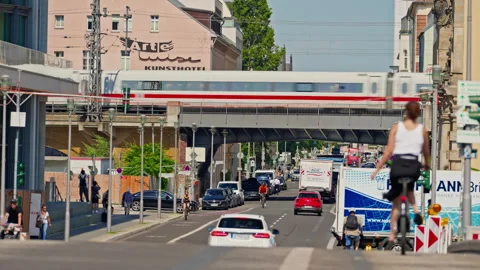 Berlin, Germany, August 8, 2025: Berlin streets with transport infrastructure on Stock Footage 320806522