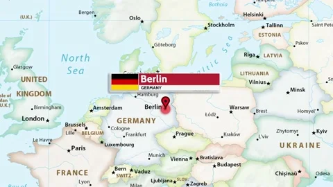 Berlin, Germany - Berlin Map, Germany Map Animation Video stock 221177634