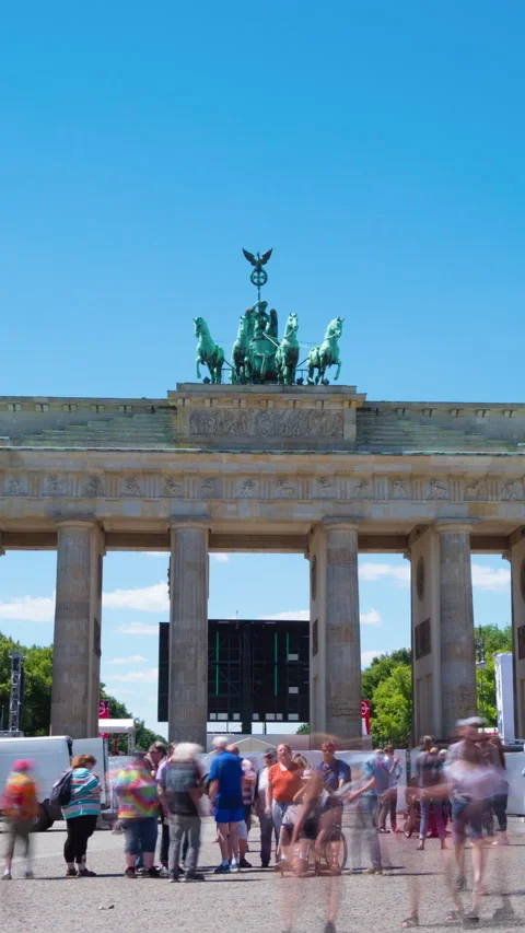 Berlin, Germany: The Brandenburg Gate, vertical  time-lapse Stock Footage 233173620