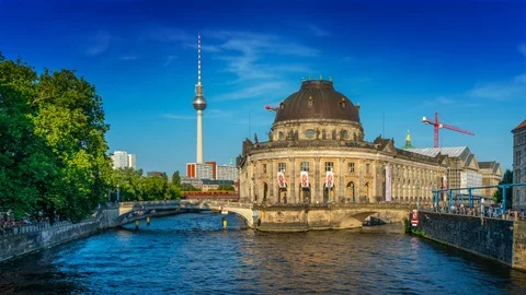 Berlin, Germany- Circa 2018: Hyper lapsed view of The Bode Museum. Stock Footage 98733537