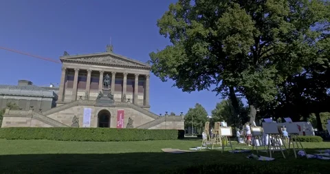 Berlin, Germany. Circa August 2017. Children painting in from of the National Stock-Footage 89419866
