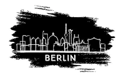 Berlin Germany City Skyline Silhouette. Hand Drawn Sketch. Stock Illustration