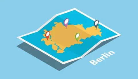Berlin germany explore maps with isometric style and pin location tag on top Stock Illustration