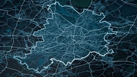 Berlin Germany Glowing Digital Map Animation 4K Video stock 337273387