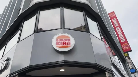 Berlin, Germany - Jul 19, 2025: close up Burger King store sign. American ham Stock Footage 321307306