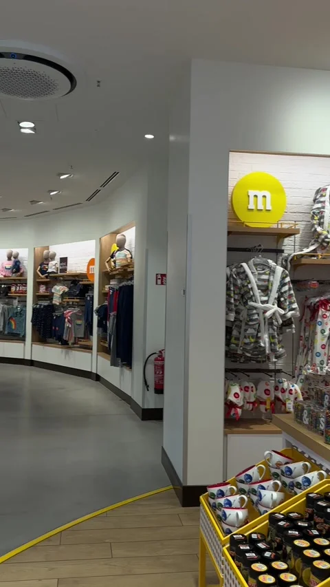 Berlin, Germany - July 2, 2026: M&amp;M's store with sweets and clothings 스톡 동영상 339040433