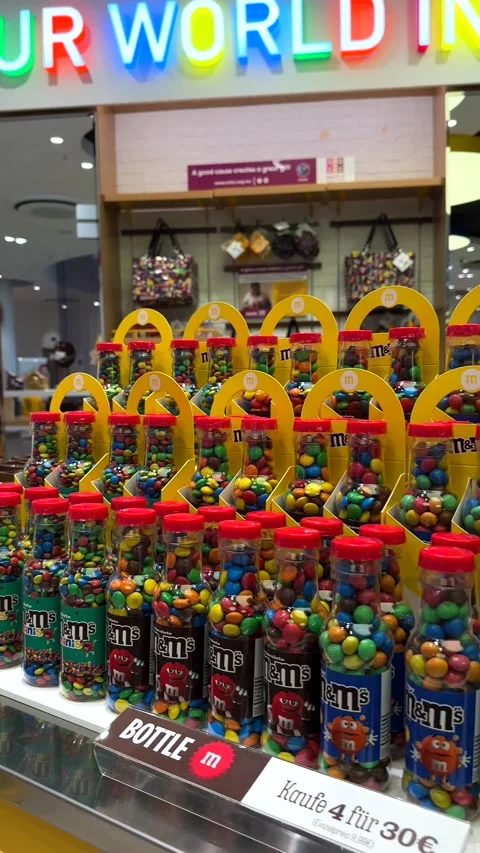 Berlin, Germany - July 2, 2026: M&amp;M's store with a wide range of products 스톡 동영상 339040435