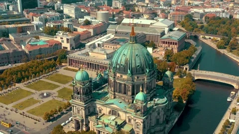 BERLIN, GERMANY - JUNE 15, 2023: Aerial Panorama drone view of Berlin Cathedral Stock Footage 265680853