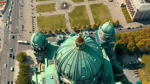 BERLIN, GERMANY - JUNE 15, 2023: Aerial Panorama drone view of Berlin Cathedral Stock Footage 265681810
