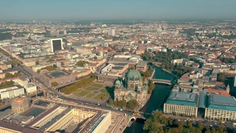 BERLIN, GERMANY - JUNE 17, 2023: Aerial panorama drone view of Berlin city Stock Footage 265658176