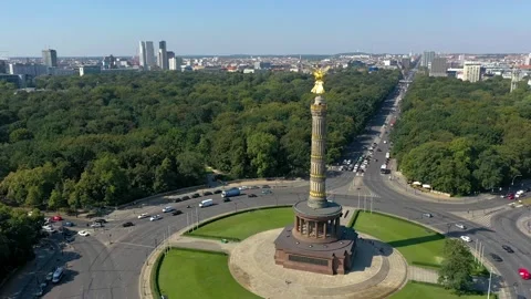 BERLIN, GERMANY - JUNE 17, 2023: Aerial panorama drone view of Berlin city Stock Footage 265665871
