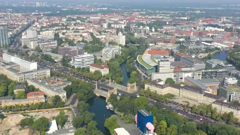 BERLIN, GERMANY - JUNE 17, 2023: Aerial panorama drone view of Berlin city Stock Footage 265685489