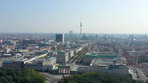 BERLIN, GERMANY - JUNE 17, 2023: Aerial panorama drone view of Berlin city Stock Footage 265686999