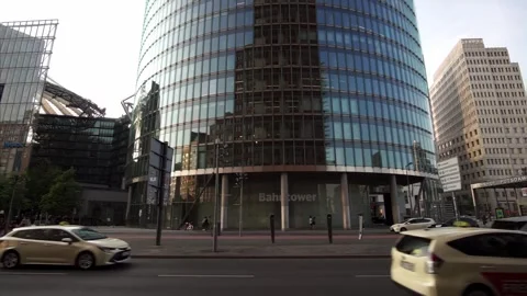 Berlin, Germany - June 3, 2025: Traffic in Front of BahnTower at Potsdamer Platz Video stock 314116848