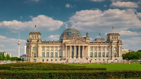 BERLIN, GERMANY - MARCH 1, 2024: Timelapse hyperlapse view of Berlin Reichstag Stock Footage 266419448