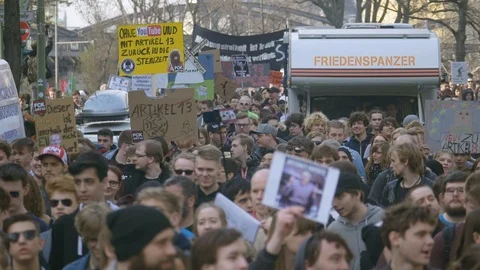 BERLIN GERMANY MARCH, 23, 2019 :protest march in Berlin City Stock Footage 105159099