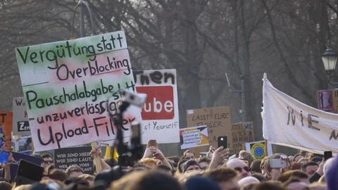 BERLIN GERMANY MARCH, 23, 2019 :rally in Berlin City Stock Footage 105162425