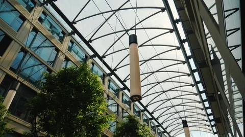 Berlin, Germany, May 2018: Elements of modern architecture in Berlin. Glass Stock Footage 89895187