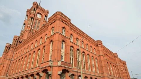 BERLIN - GERMANY, MAY 23, 2017, The City Hall, Red Town Hall in moody day Stock-Footage 127154493