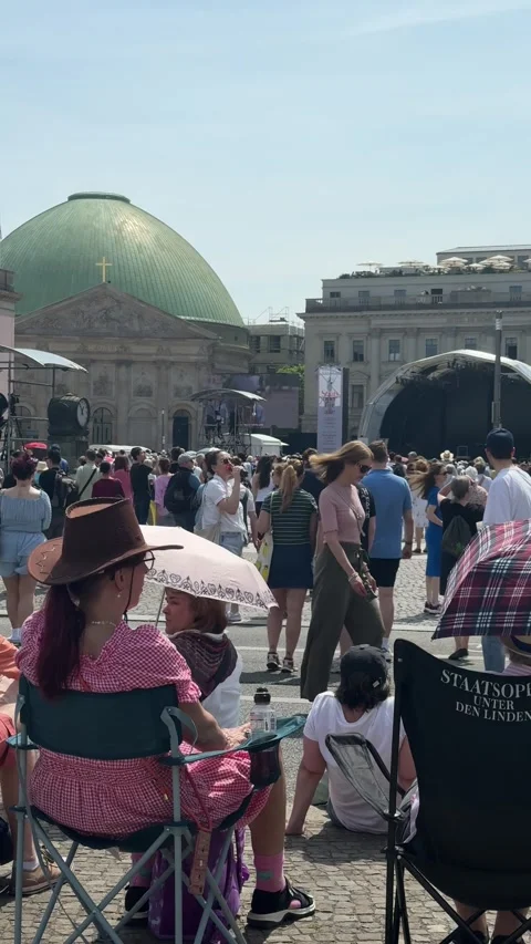Berlin, Germany - May 23, 2026 - individual attend outdoor summer concert Stock Footage 337191276