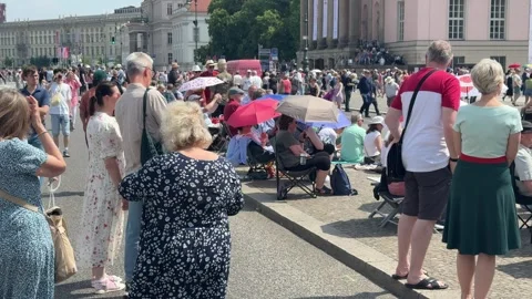 Berlin, Germany - May 23, 2026 - large diverse crowd of people gathering Video stock 339090095