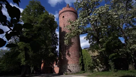 Berlin, Germany - May 24, 2025: Historic Pulverturm tower in Bernau Stock Footage 312358355