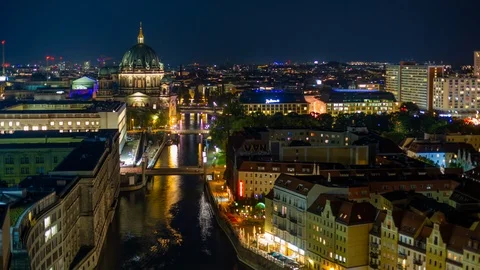 BERLIN, GERMANY - MAY,2019: Timelapse view of Berlin city centre from above Stock Footage 124885551