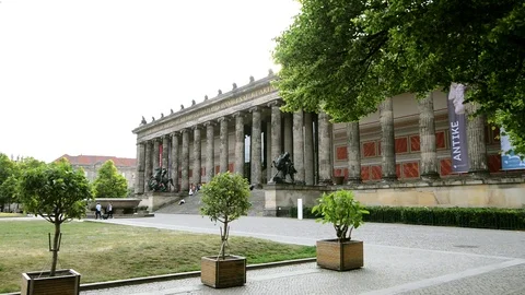 BERLIN GERMANY. Meadow in front of Alte Nationale Galerie, Old National Gallery Stock Footage 127154480